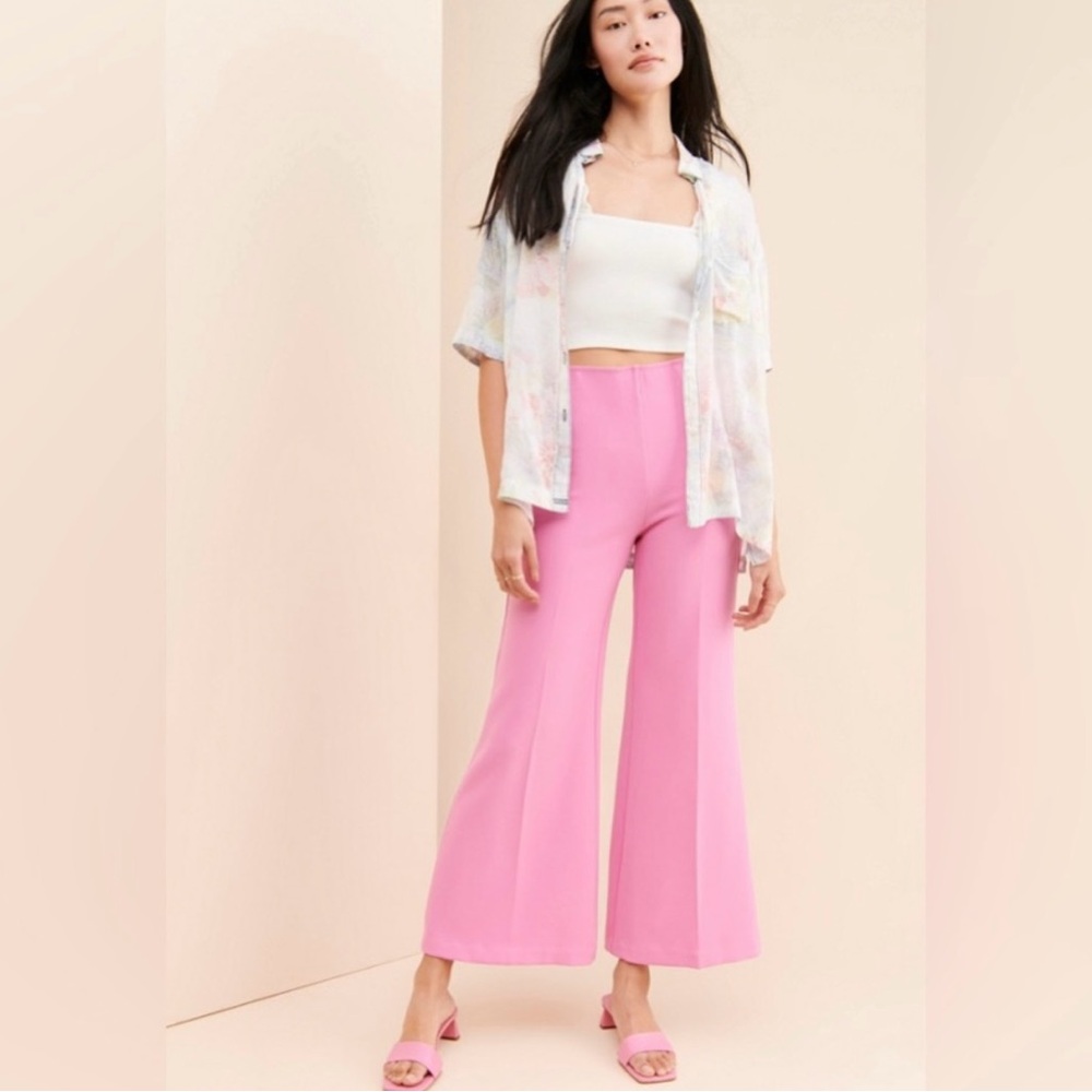 Urban Outfitters Pink Flare Pants Size 4 Side Zip Stretch